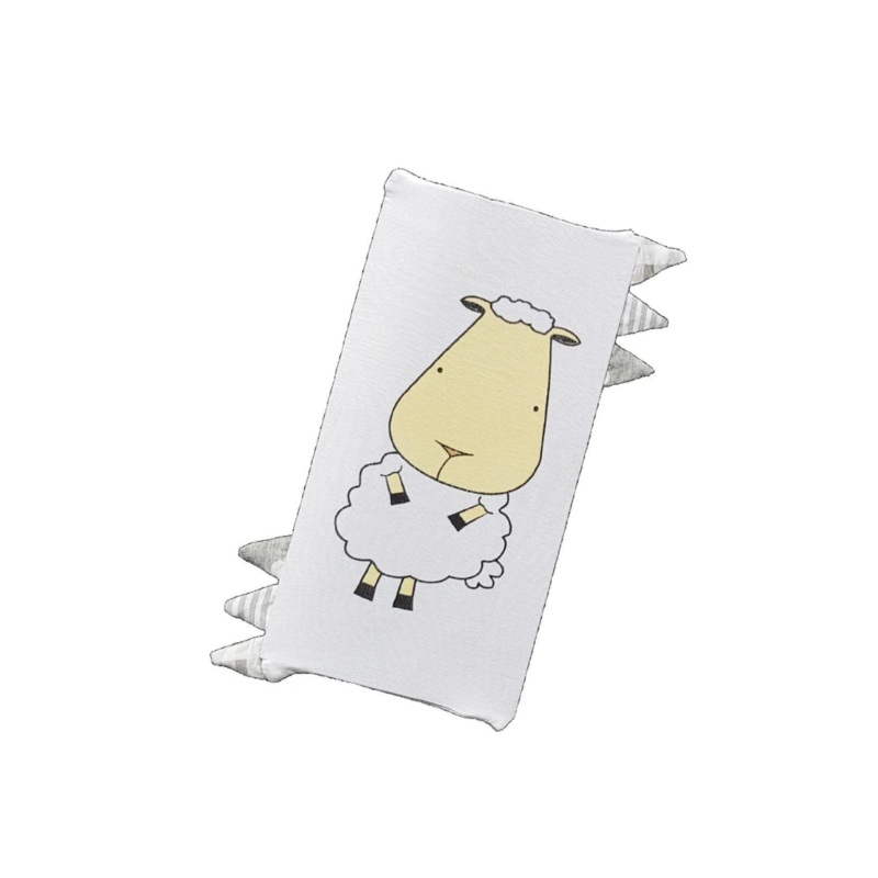 Baa Baa Sheepz Bed-Time Buddy Case Front & Back Sheepz White with Stripe, Polka Dot & Checkers Tag Grey – Small