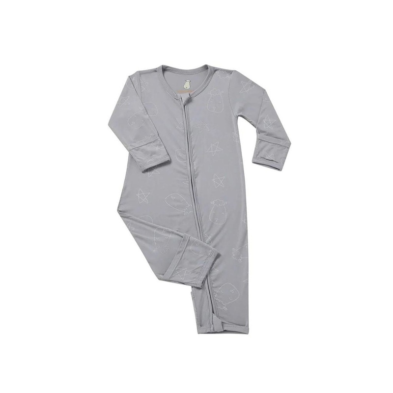 Baa Baa Sheepz Romper Zip Cute Big Star & Head – Grey