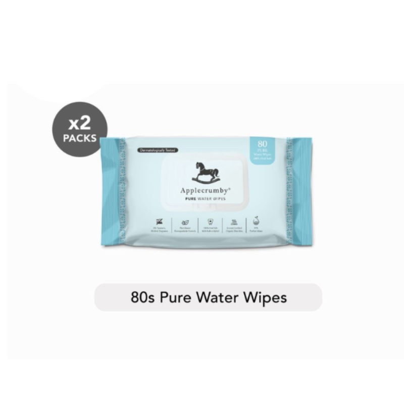 Applecrumby Pure Water Wipes 80s (2 Packs Bundle)
