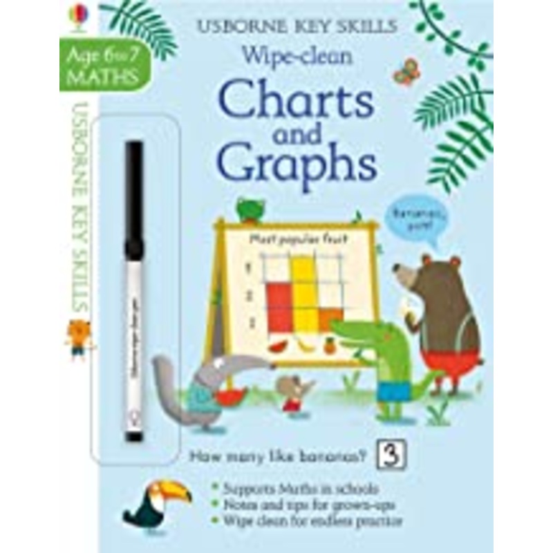 Usborne Wipe-Clean :  Charts & Graphs  Age 6-7