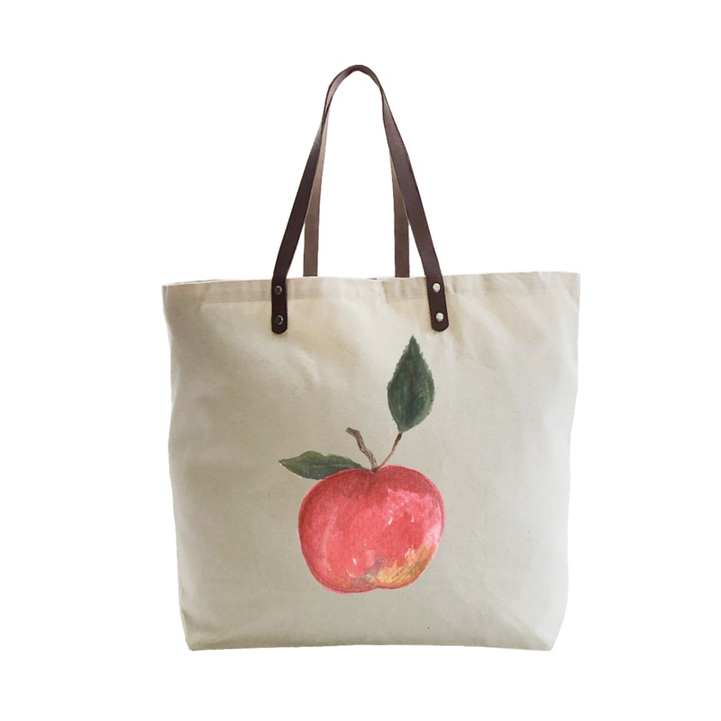 apple with leaf large tote