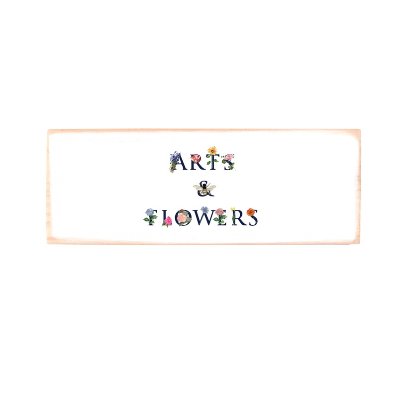 arts and flowers wood block rectangle