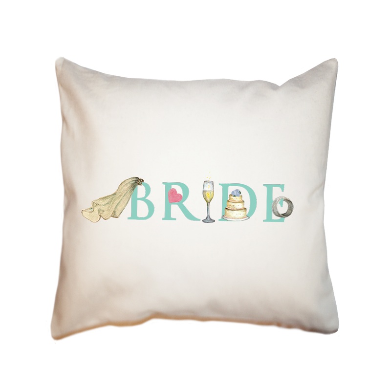 bride illu-stated square pillow