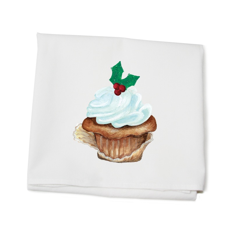 christmas cupcake flour sack towel