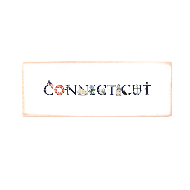 connecticut nautical wood block rectangle