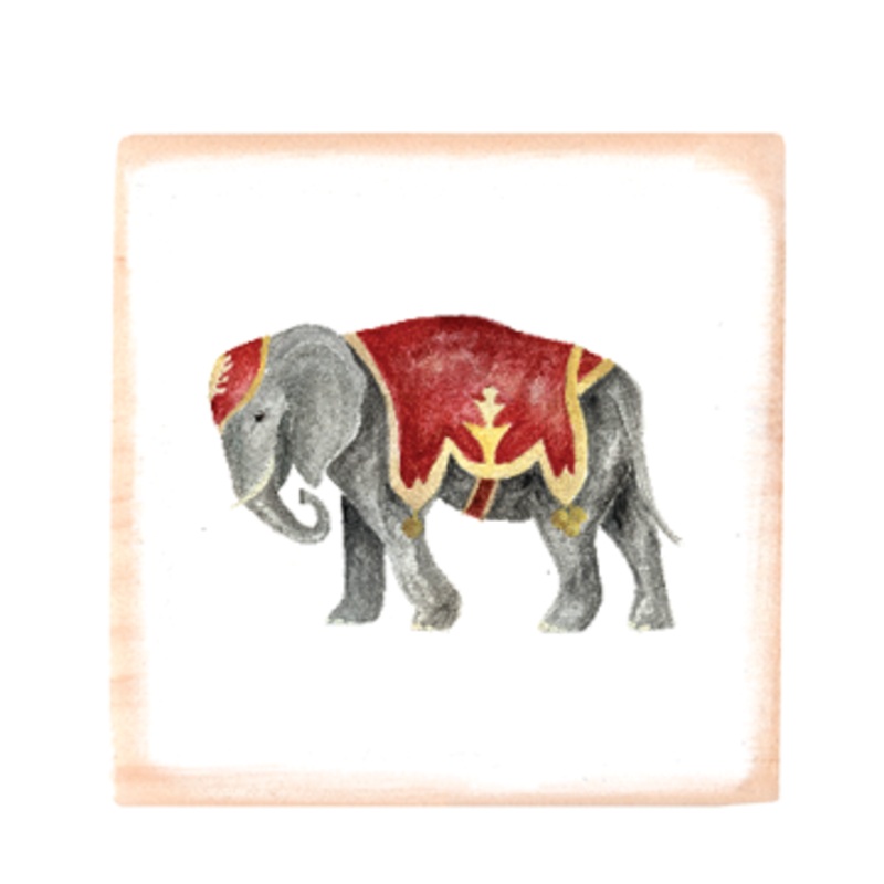 elephant square wood block