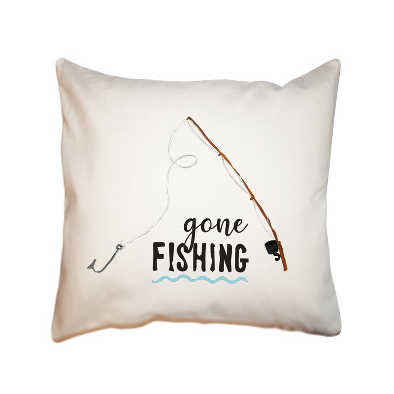 gone fishing square pillow