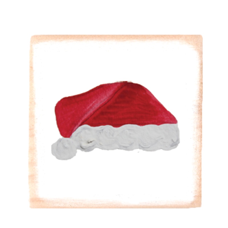santa hat square wood block