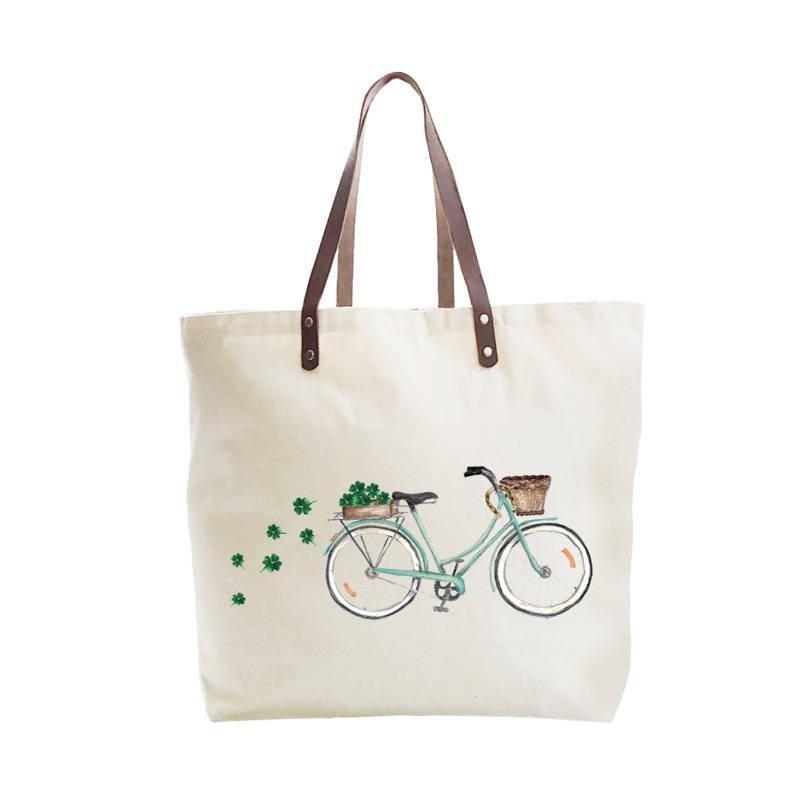 seafoam bike shamrocks large tote