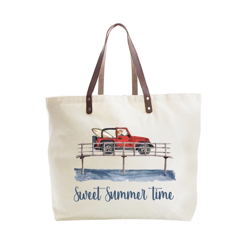 sweet summertime jeep large tote