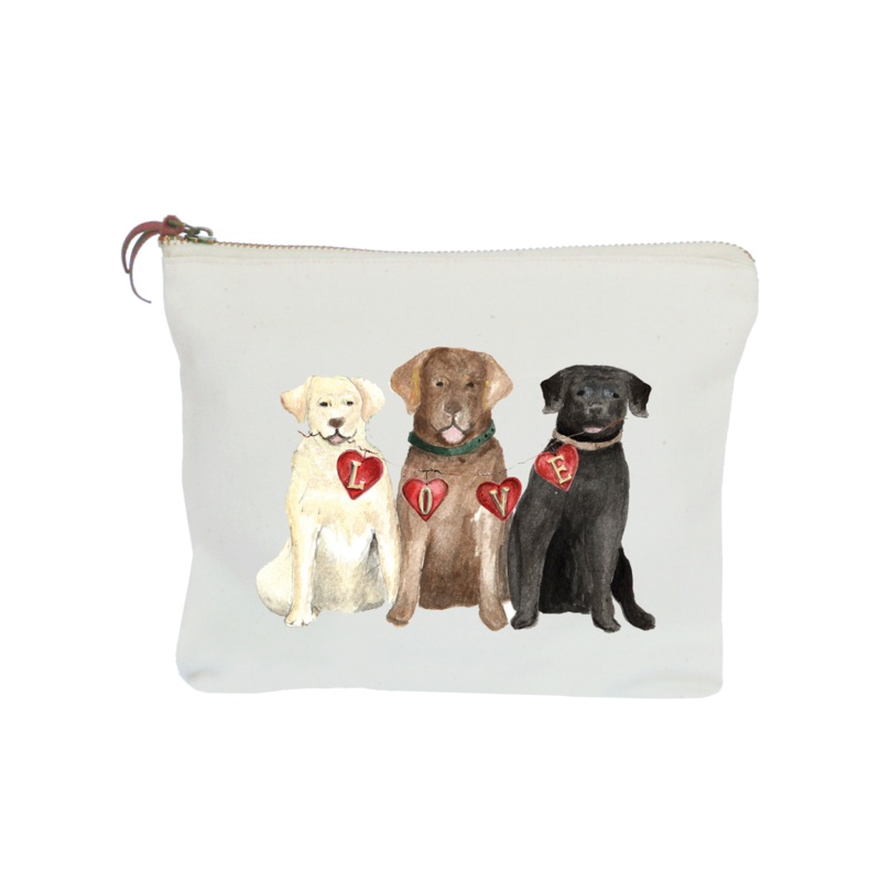 three labs valentine’s day zipper pouch