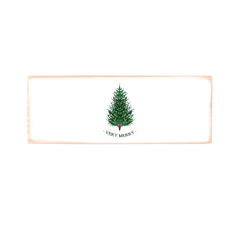 very merry christmas tree wood block rectangle