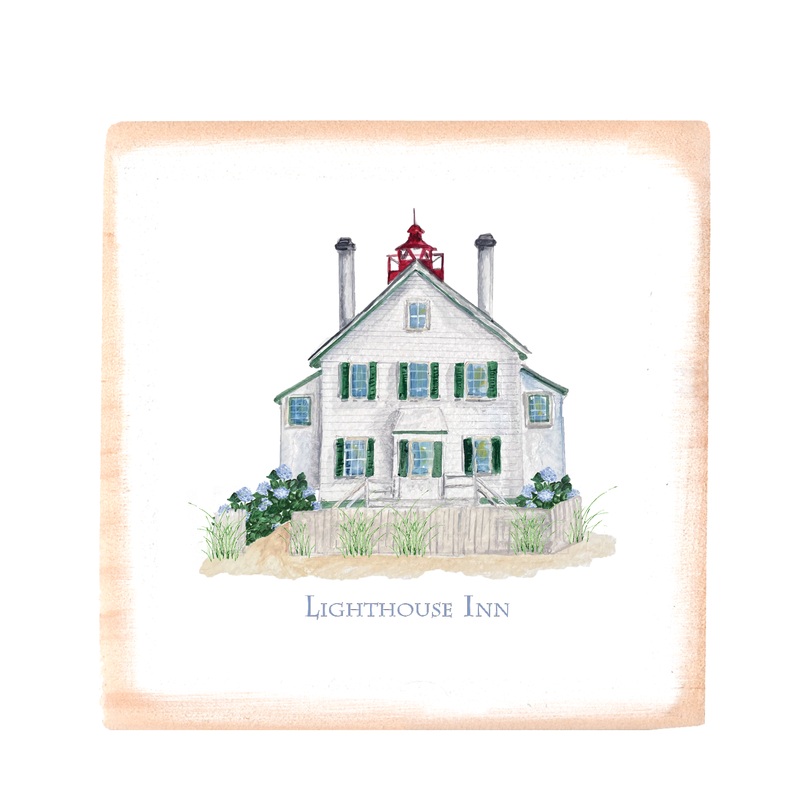 west dennis lighthouse summer square wood block