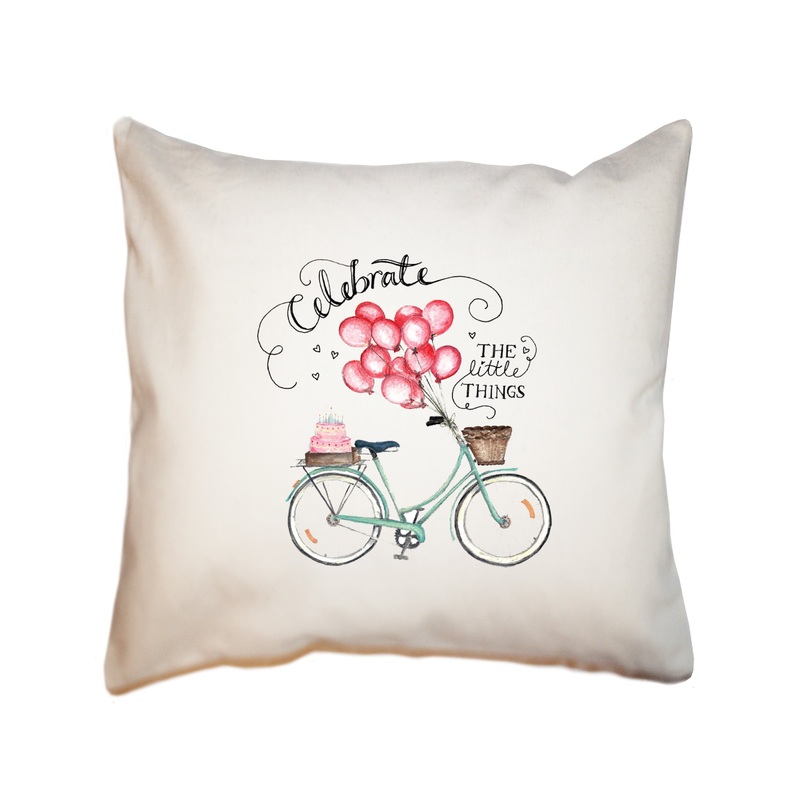 celebrate bike square pillow