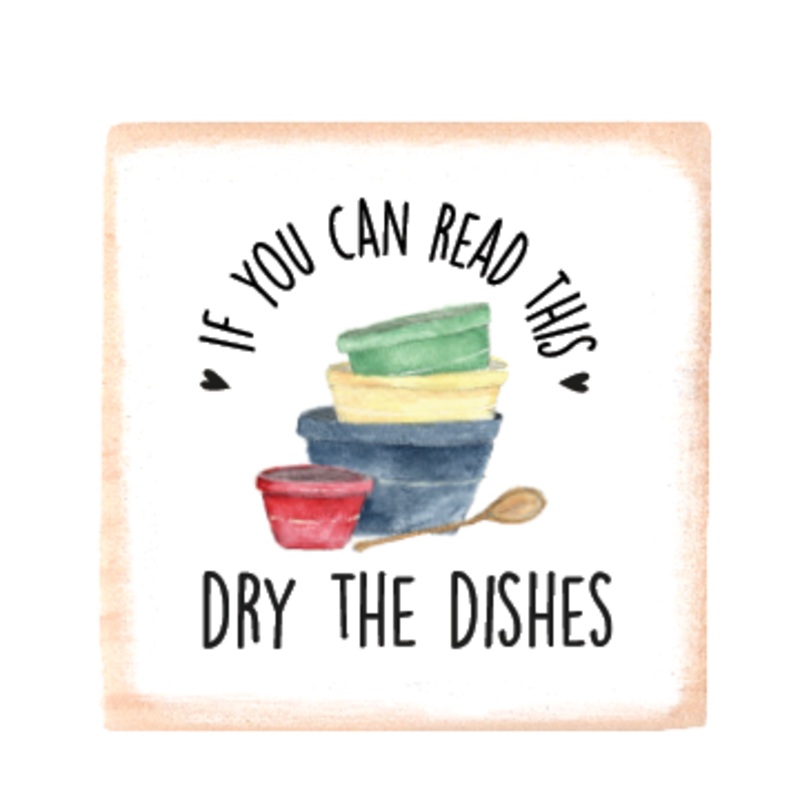 dry dishes art square wood block