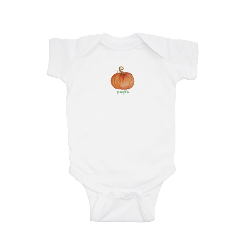 pumpkin with pumpkin text baby snap up short sleeve