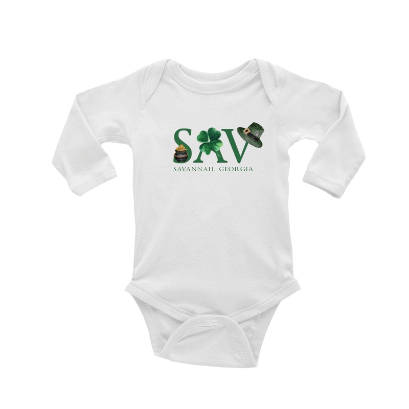 sav st patty’s day baby snap up long sleeve