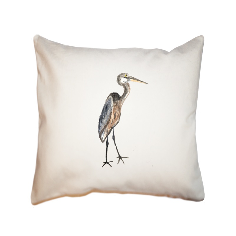 blue heron square pillow