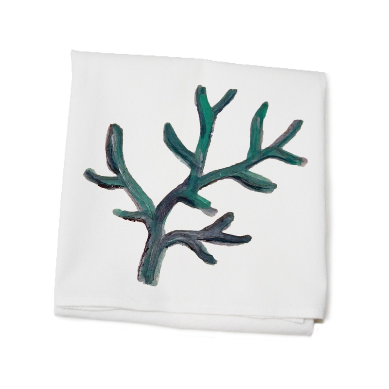 coral seafoam flour sack towel