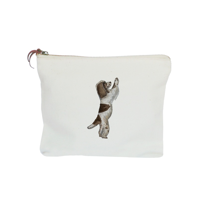 english cocker spaniel on hind legs zipper pouch