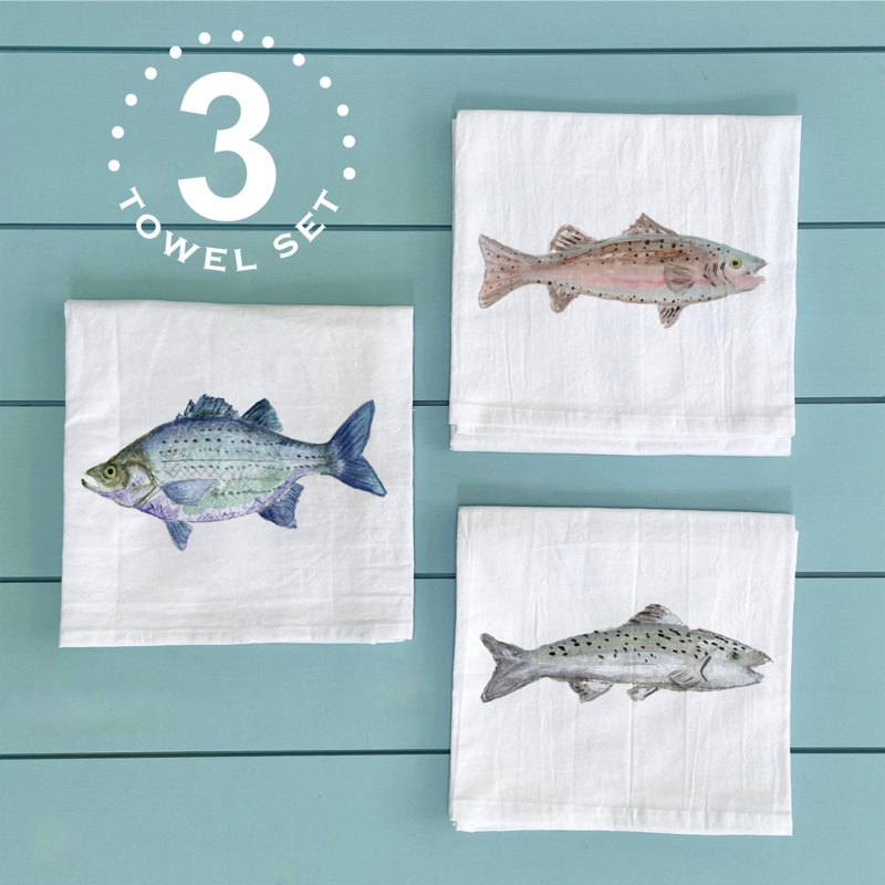 Fish flour sack towel gift set