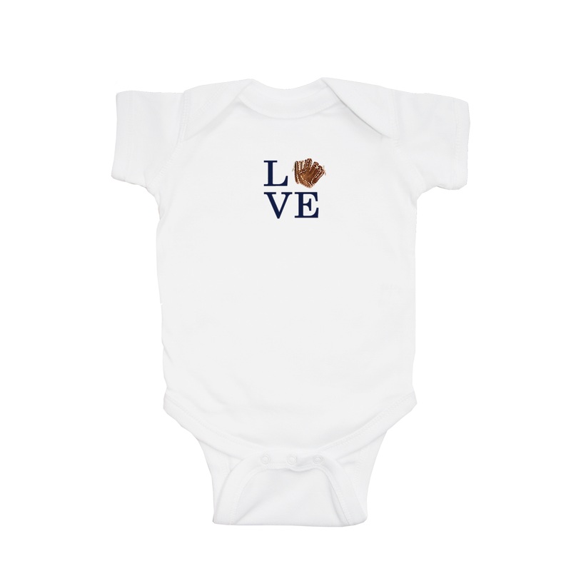 love baseball glove baby snap up short sleeve