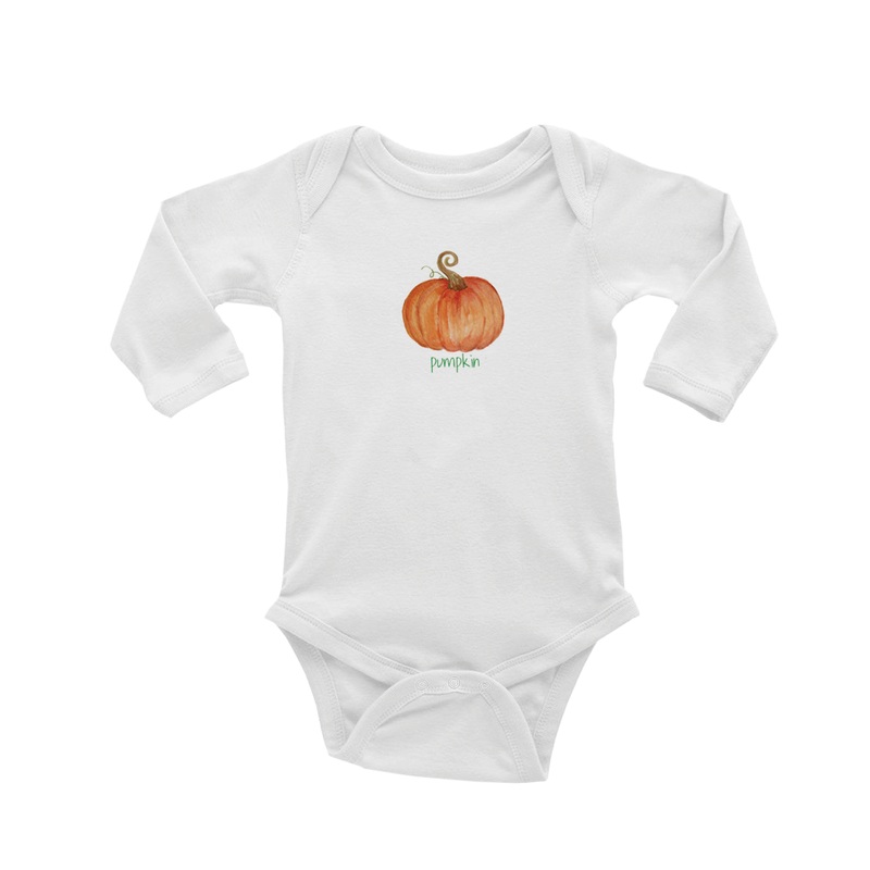 pumpkin with pumpkin text baby snap up long sleeve