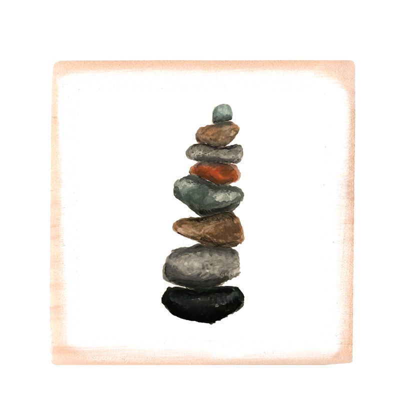 rock cairn square wood block