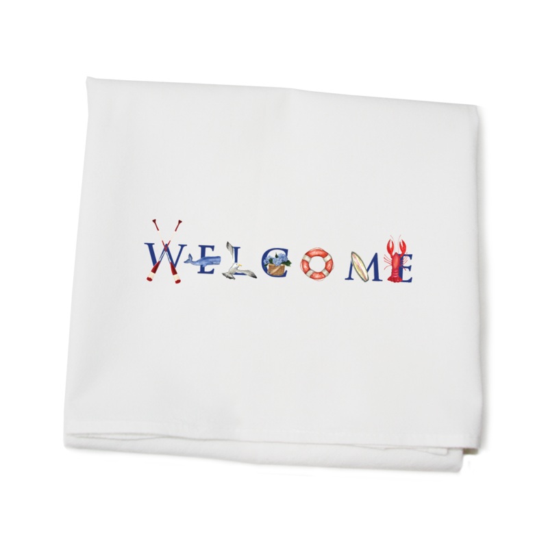 welcome flour sack towel