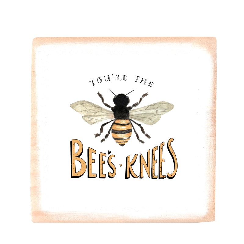 bees knees square wood block