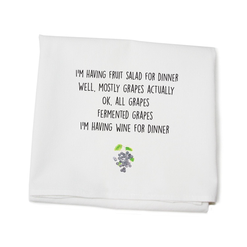 grapes dinner flour sack towel