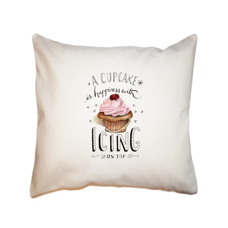 happiness cupcake square pillow