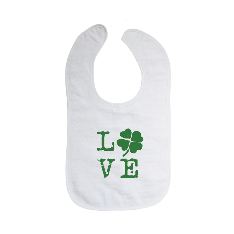 love shamrock distressed bib