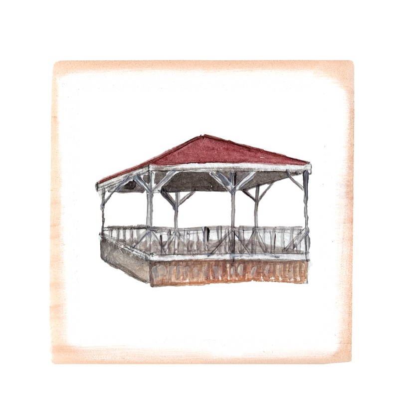 star island gazebo summer house square wood block