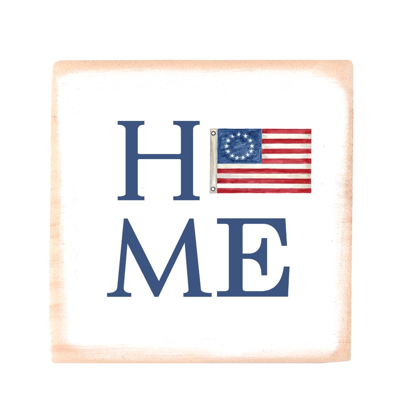 home american flag square block