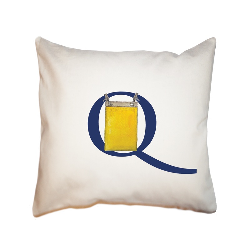 nautical alphabet – Q square pillow