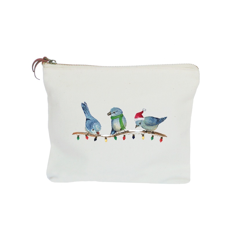 three bluebirds christmas zipper pouch