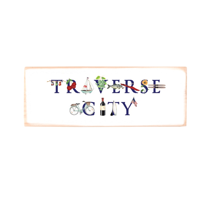 traverse city rectangle wood block