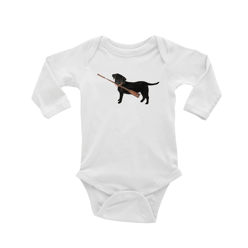black lab with oar baby snap up long sleeve