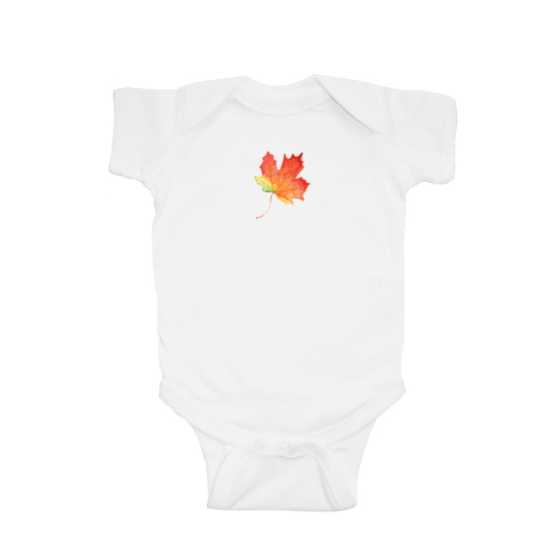 fall leaf baby snap up short sleeve