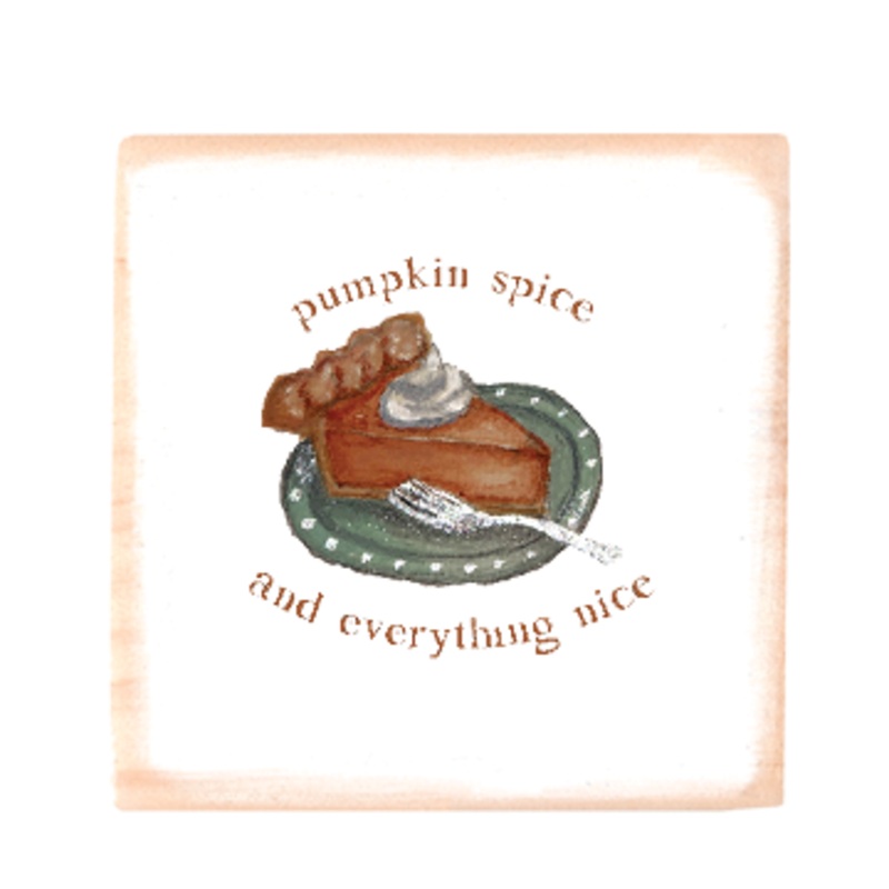 pumpkin pie slice square wood block
