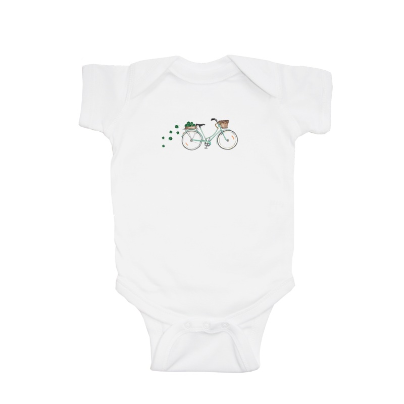 seafoam bike shamrocks baby snap up short sleeve