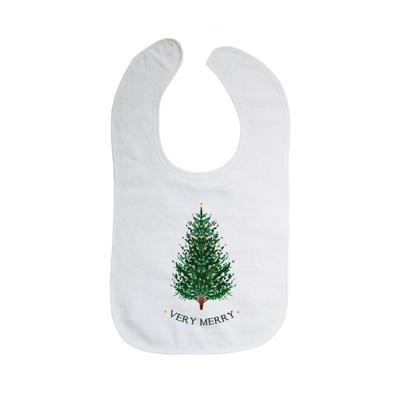 very merry christmas tree bib