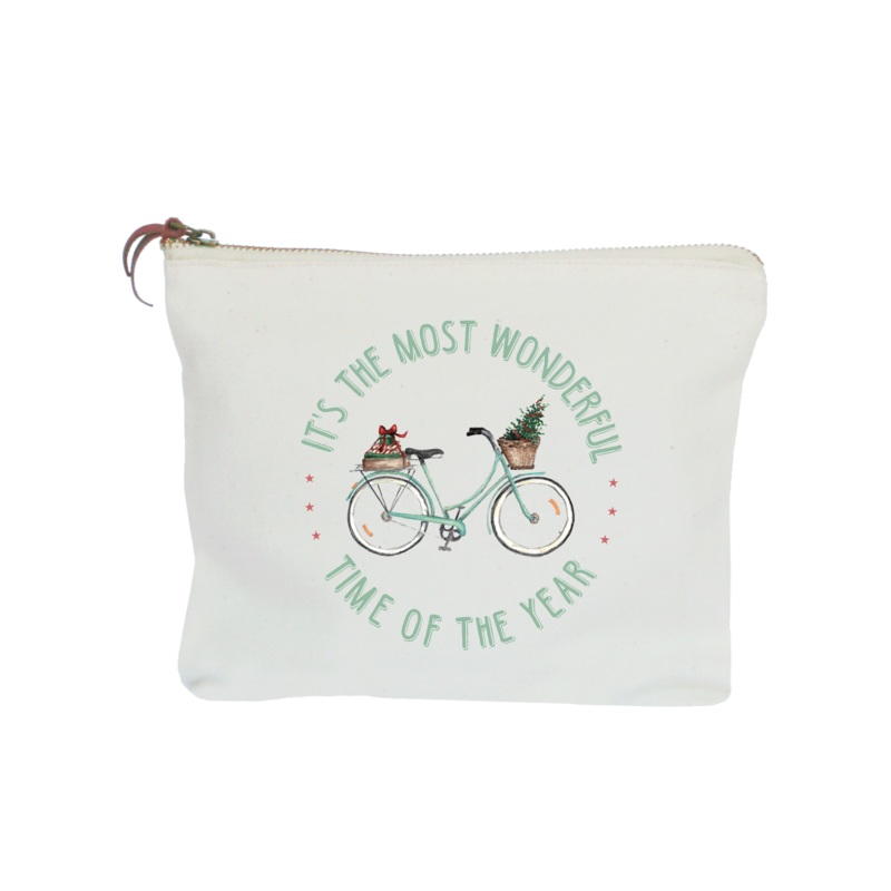 winter bike most wonderful time of year zipper pouch