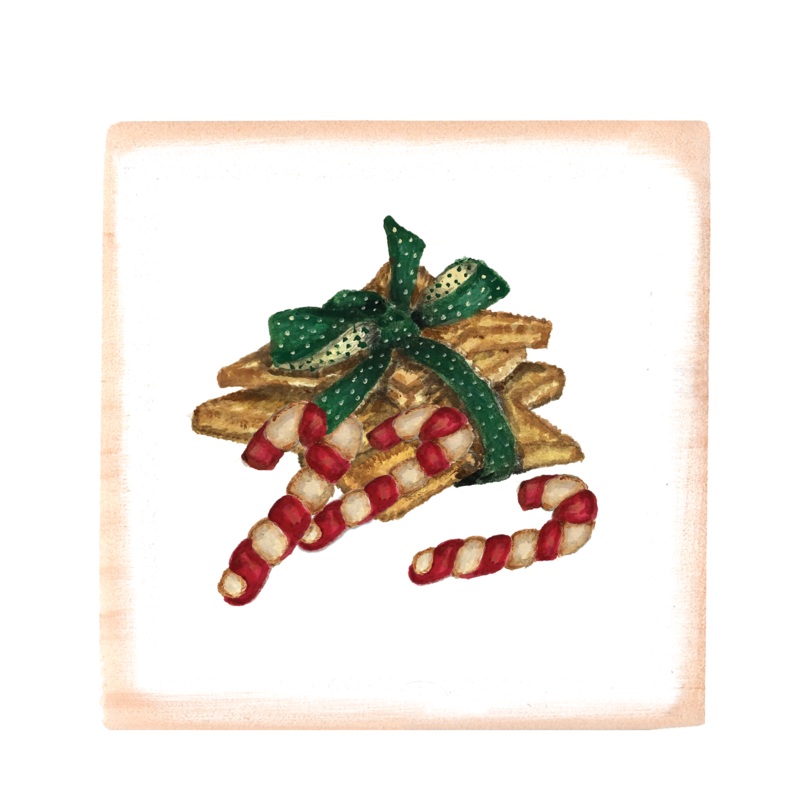 christmas cookies square wood block