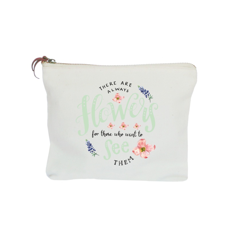 flowers see green zipper pouch