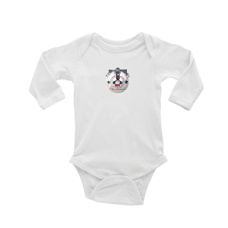 locomotive front baby snap up long sleeve