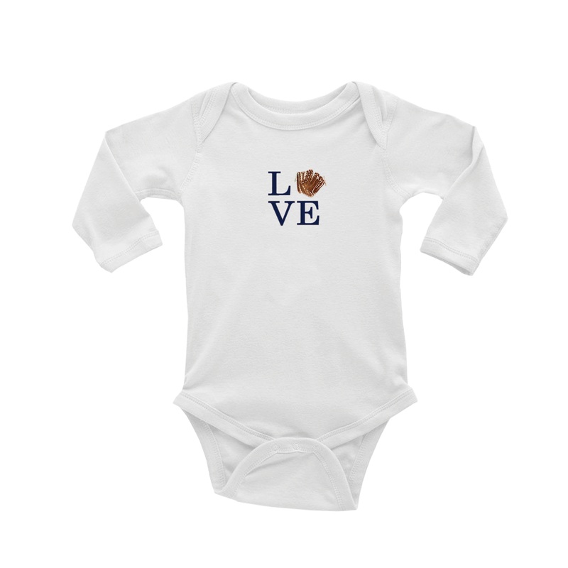 love baseball glove baby snap up long sleeve