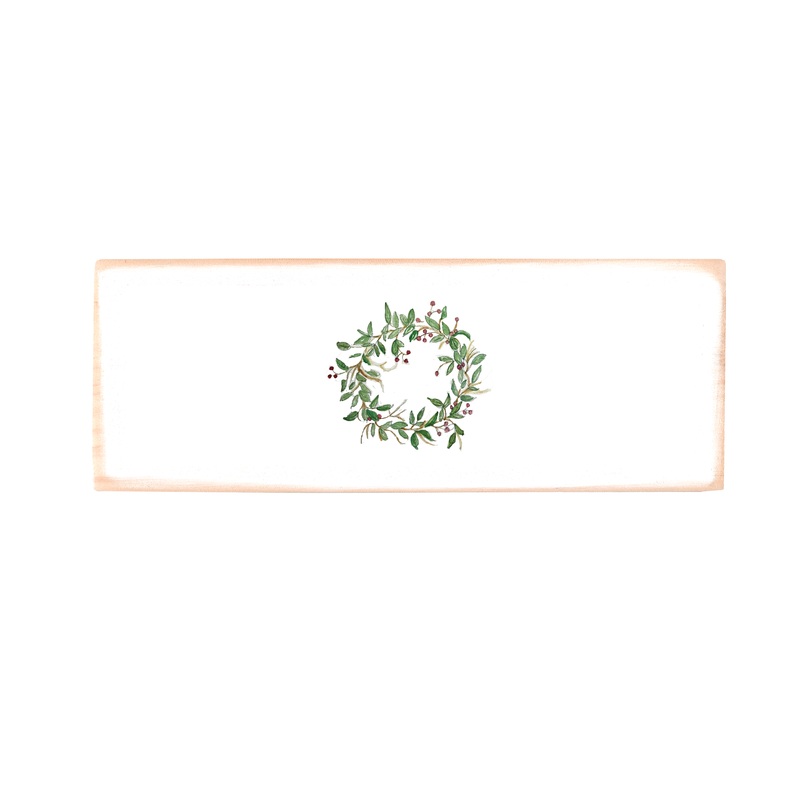 bay leaf wreath rectangle wood block