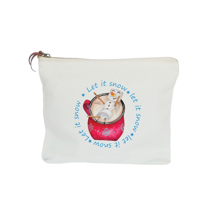 cocoa with snowman let it snow zipper pouch